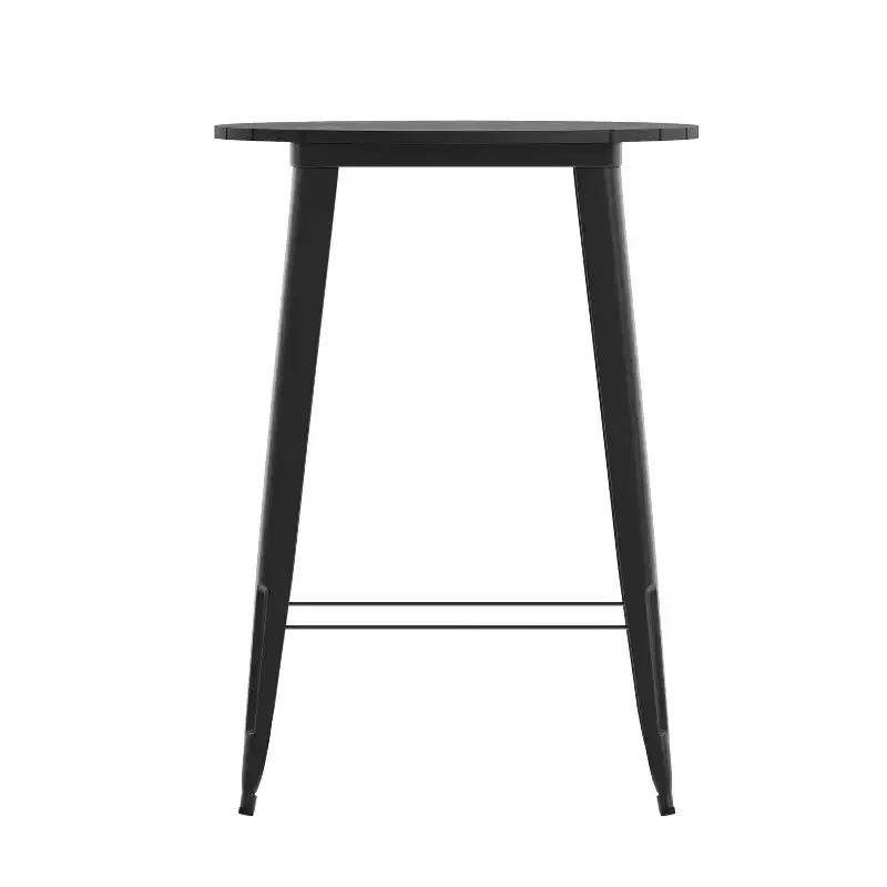 Tavolo Bar Alto per Interno/Esterno, Piano Tondo da 30" in Resina Polimerica per Tutte le Stagioni con Base in Acciaio