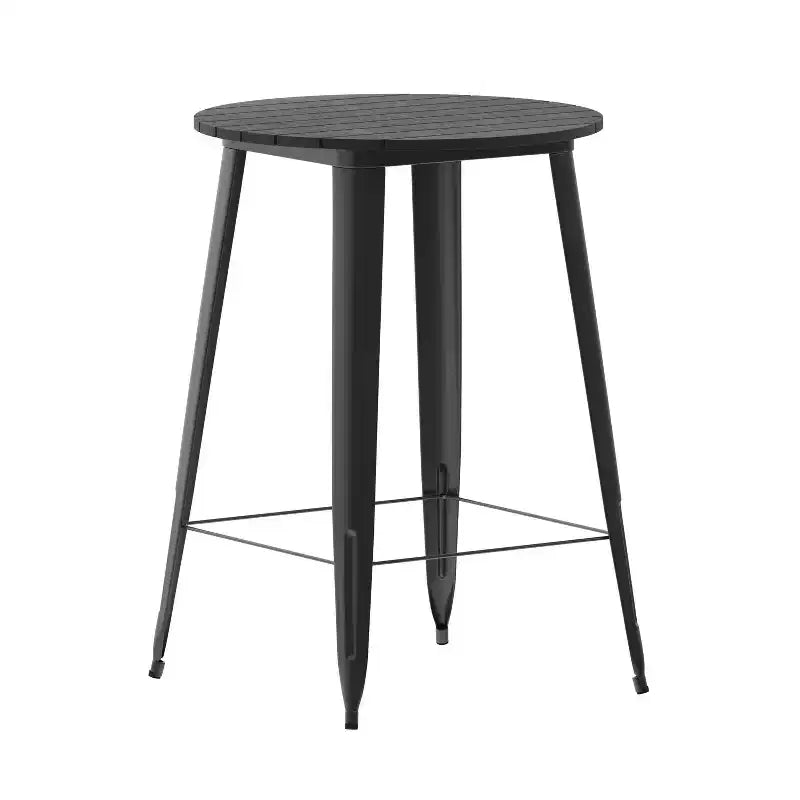 Tavolo Bar Alto per Interno/Esterno, Piano Tondo da 30" in Resina Polimerica per Tutte le Stagioni con Base in Acciaio